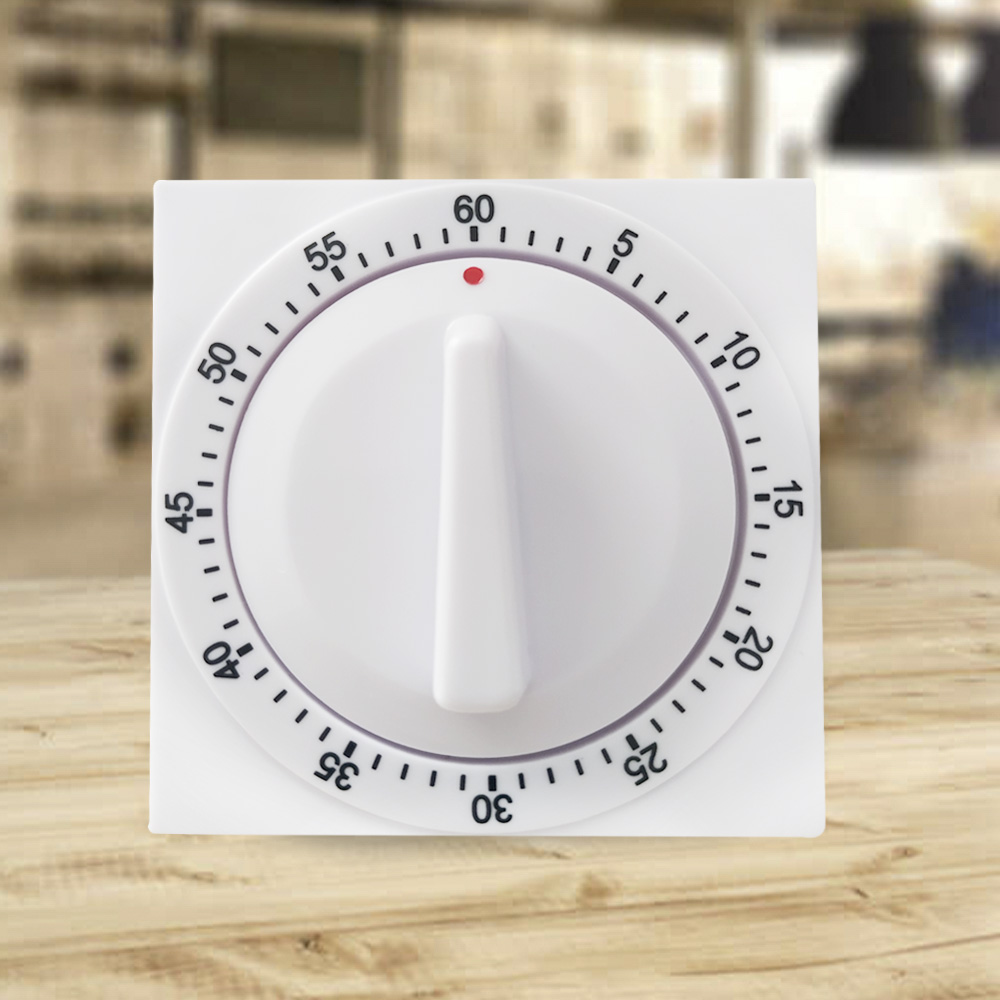 Kitchen Timer 60 Minutes Count Down White Silent Alarm Reminder Mechanical Timer Stopwatch for Classroom Homework Office Meeting
