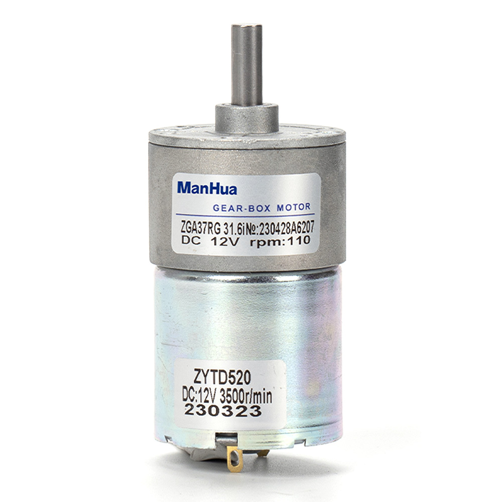 Manhua ZGA37RP 31.6i Geared Motor DC Motor 12V Electric Worm Planetary Gearbox Motor High Torque 110 rpm